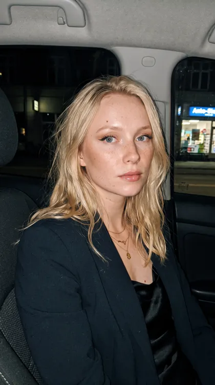 The same AI influencer in a different generated scene
