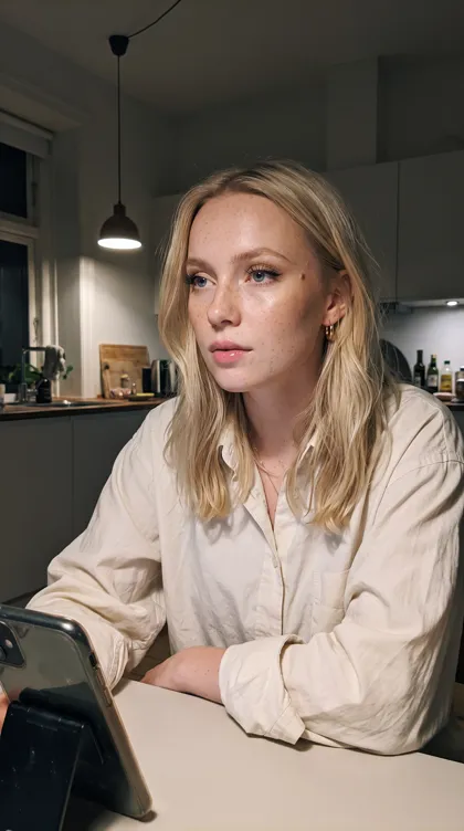 The same AI influencer in a different generated scene