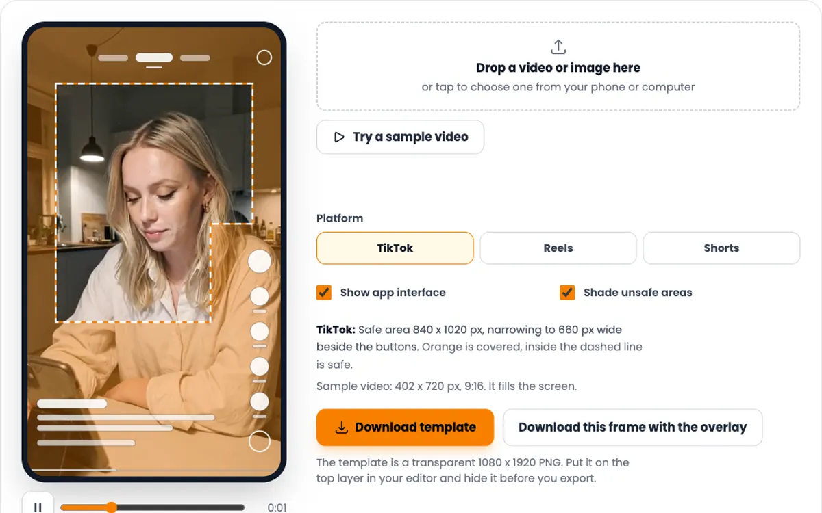 Screenshot of the TikTok safe zone checker